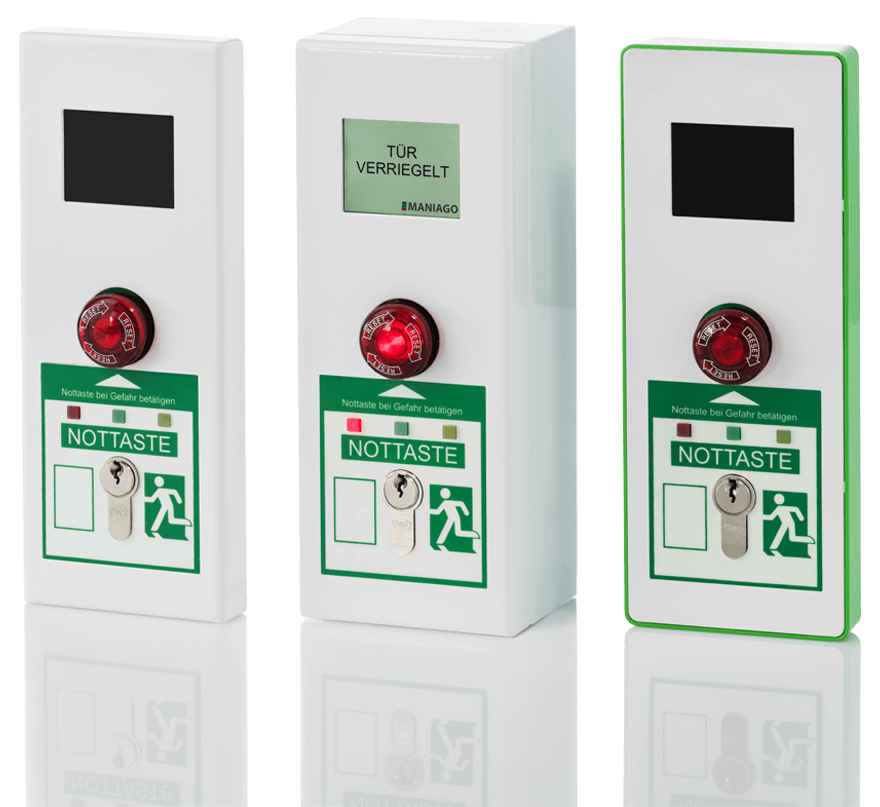 Fluchttür-Terminal mit LED-Anzeige in moderner Gebäudewand installiert